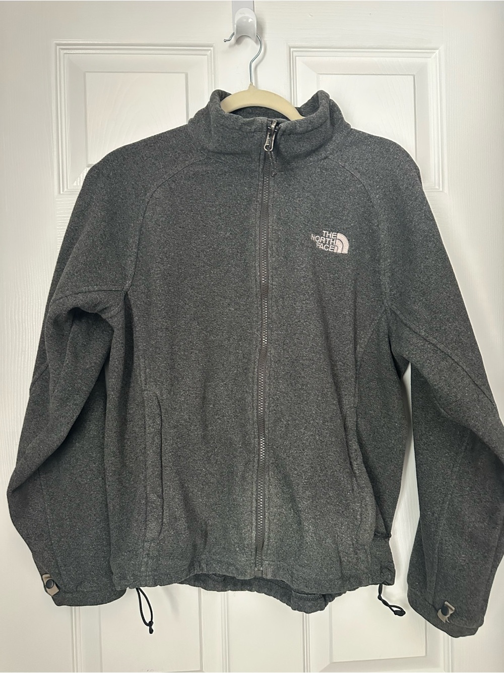 The North Face Gray Fleece Jacket with Red Logo Tag